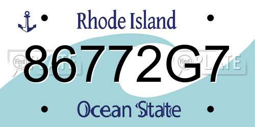 86772G7 Rhode Island License Plate