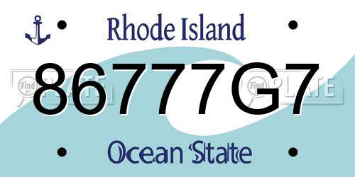 86777G7 Rhode Island License Plate
