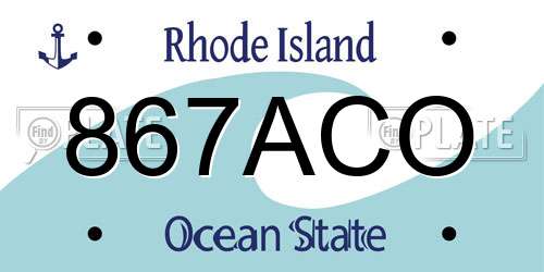 867ACO Rhode Island License Plate