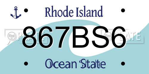 867BS6 Rhode Island License Plate