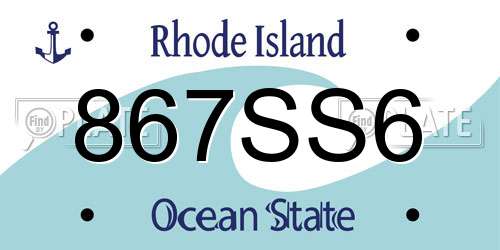867SS6 Rhode Island License Plate