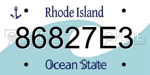 86827E3 Rhode Island License Plate