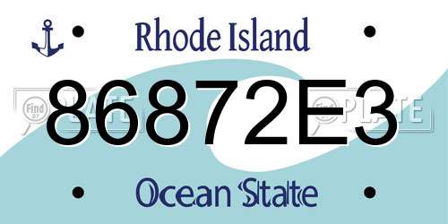 86872E3 Rhode Island License Plate