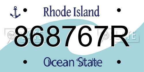 868767R Rhode Island License Plate