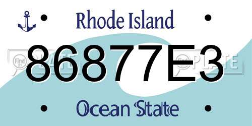 86877E3 Rhode Island License Plate