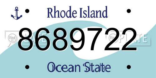 8689722 Rhode Island License Plate