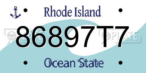86897T7 Rhode Island License Plate