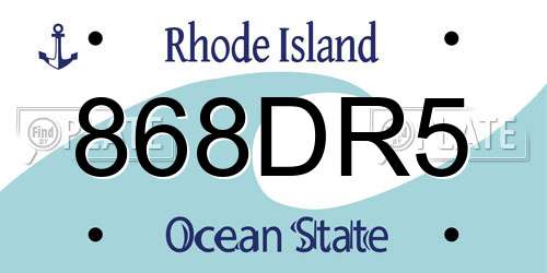 868DR5 Rhode Island License Plate