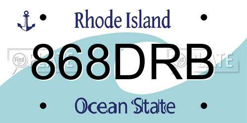868DRB Rhode Island License Plate