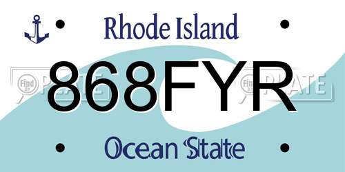 868FYR Rhode Island License Plate
