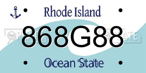 868G88 Rhode Island License Plate