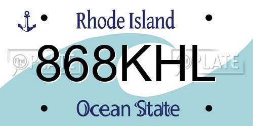 868KHL Rhode Island License Plate