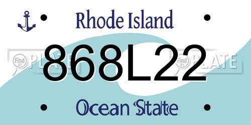 868L22 Rhode Island License Plate