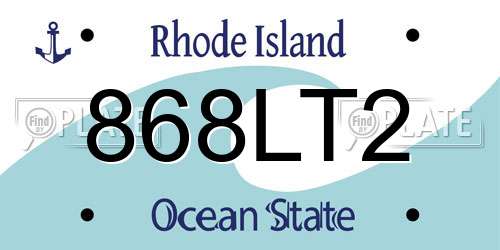 868LT2 Rhode Island License Plate