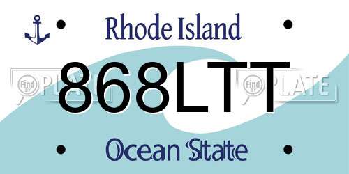 868LTT Rhode Island License Plate