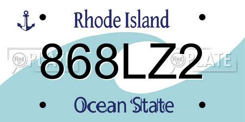 868LZ2 Rhode Island License Plate