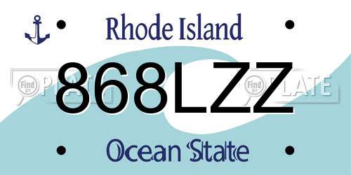 868LZZ Rhode Island License Plate