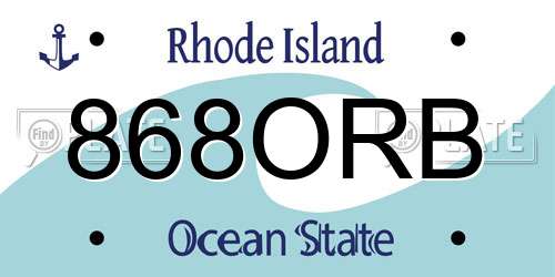 868ORB Rhode Island License Plate