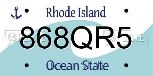 868QR5 Rhode Island License Plate