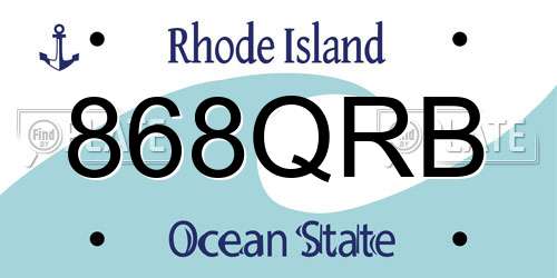 868QRB Rhode Island License Plate