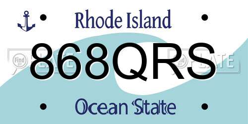 868QRS Rhode Island License Plate
