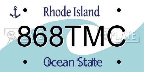 868TMC Rhode Island License Plate