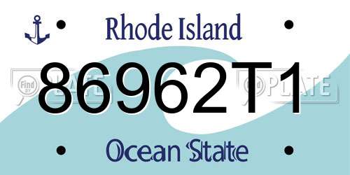 86962T1 Rhode Island License Plate