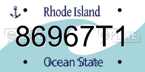 86967T1 Rhode Island License Plate