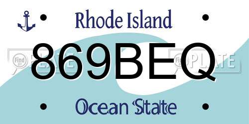 869BEQ Rhode Island License Plate