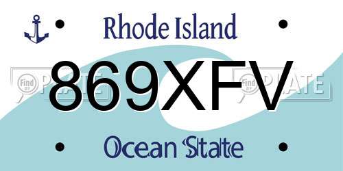 869XFV Rhode Island License Plate