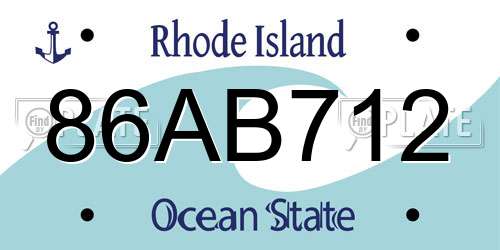 86AB712 Rhode Island License Plate