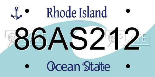 86AS212 Rhode Island License Plate
