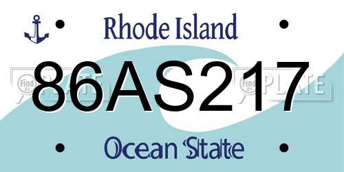 86AS217 Rhode Island License Plate