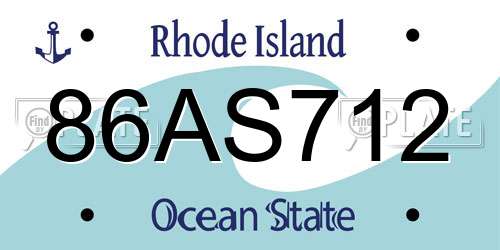 86AS712 Rhode Island License Plate