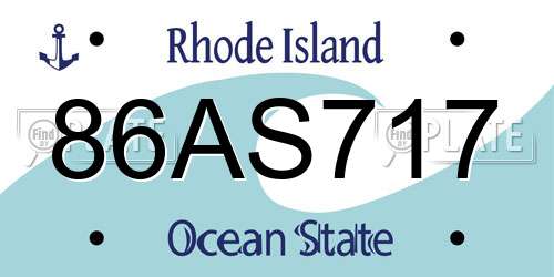 86AS717 Rhode Island License Plate