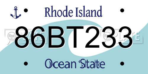 86BT233 Rhode Island License Plate