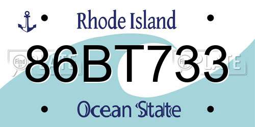 86BT733 Rhode Island License Plate