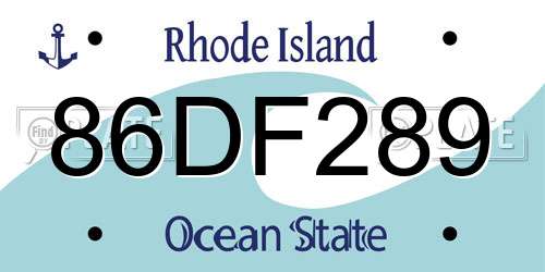 86DF289 Rhode Island License Plate