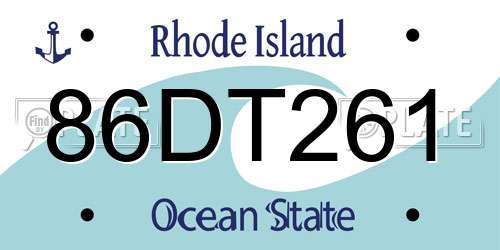 86DT261 Rhode Island License Plate