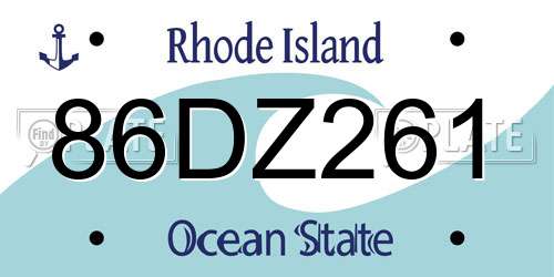 86DZ261 Rhode Island License Plate