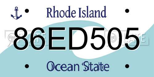 86ED505 Rhode Island License Plate