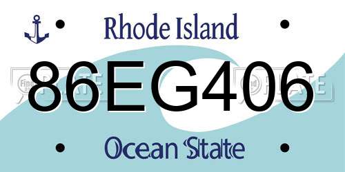 86EG406 Rhode Island License Plate