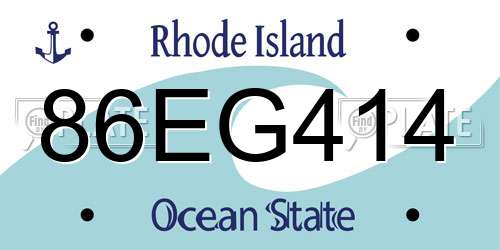 86EG414 Rhode Island License Plate