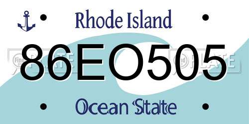 86EO505 Rhode Island License Plate