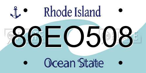 86EO508 Rhode Island License Plate