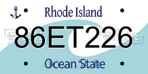 86ET226 Rhode Island License Plate