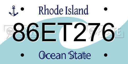 86ET276 Rhode Island License Plate