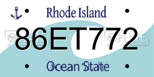 86ET772 Rhode Island License Plate