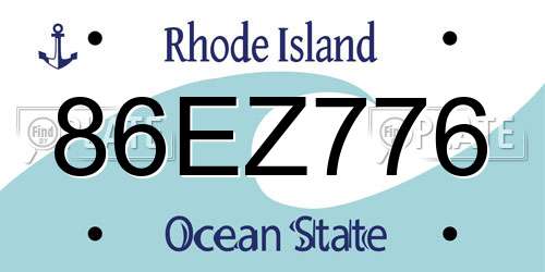 86EZ776 Rhode Island License Plate