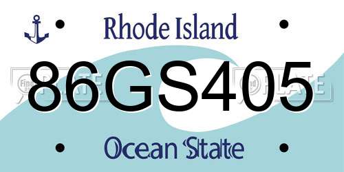 86GS405 Rhode Island License Plate